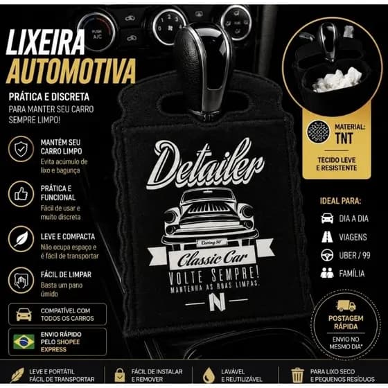 Lixeira Automotiva Detailer Organizador Carro 50 Unidades