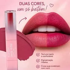 Batom Líquido Ruby Rose Duo Kiss Matte 2 em 1 Alta Cobertura Com Gloss Mega oferta