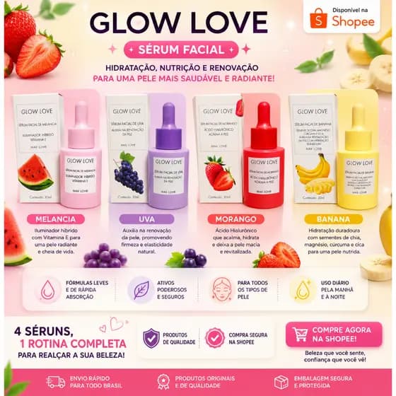 Sérum Facial  Max love  Glow Love Cheirinho de frutas Mega oferta