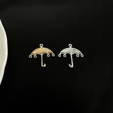 Acessórios de joalheria DIY, pingente de guarda-chuva pequeno vintage em cobre puro com eletroplacagem que preserva a co