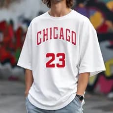 Camiseta Oversized Chicago 23 Esporte Blusão Masculino Blusa Unissex Streetwear Moda Verão Futebol