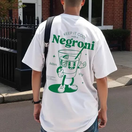 Camiseta Oversized Negroni Masculina Drink Moda Verão Roupa Unissex Bebida Blusão Skatista