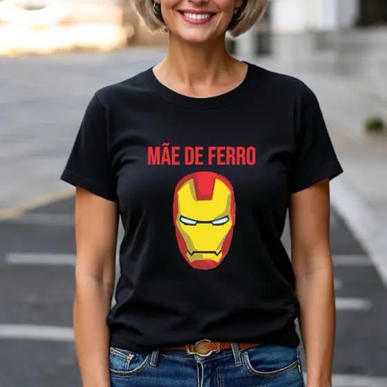 Camiseta Algodão Mamãe Presente Dia das Mães Feminino Unissex Blusa Slim Fit Maio Herói Supermãe