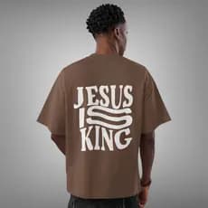 Camiseta Oversized Cristã Jesus Is King Blusa Masculina Streetwear Algodão Premium Gospel Evangelica Blusão Unissex