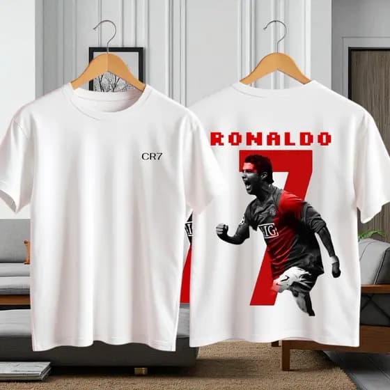 Camiseta CR7 Blusa Algodão Masculina Jogador Robozão Futebol Esporte Atleta Roupa Moda Verão