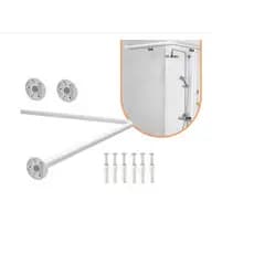 Suporte Box ALUMINIO  em L   Porta Cortina Banheiro Parede Kit Completo Resistente