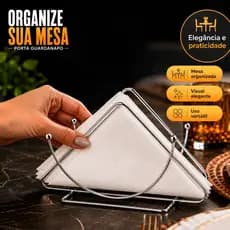 Porta Guardanapo de Mesa Aramado Aço Cromado Suporte Cozinha Bar Restaurante