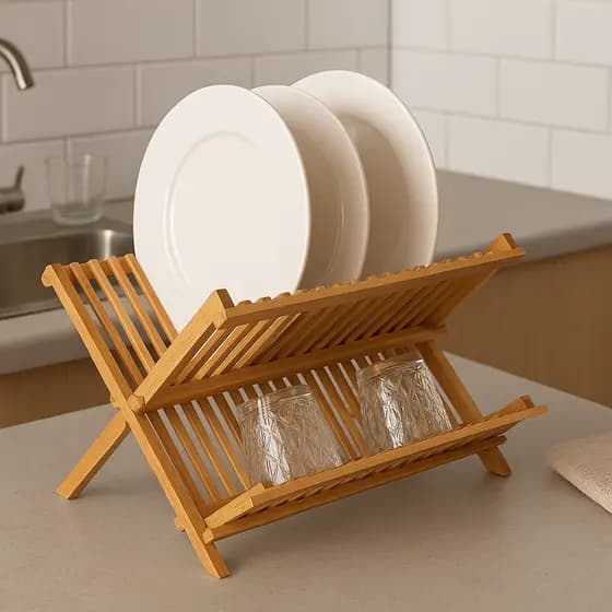 Escorredor De Prato Louça Pia Dobrável Cozinha Bambu - Bhz Store