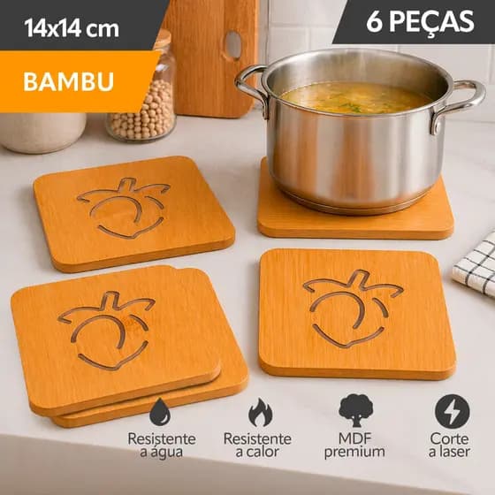 kit Descanso Apoio Suporte de Panela quente/ Proteção Para Pratos Jarras Suco Café, Tábua de Mesa