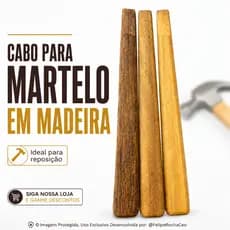 Cabo Para Martelo De Carpinteiro Madeira Maciça Sucupira 40cm Reposição Resistente Profissional Alta