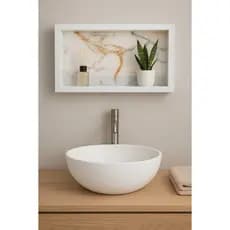 Nicho Marmorizado para Banheiro 56x27cm Porta Shampoo Embutido na parede