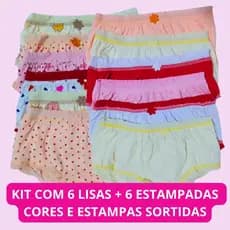 Kit 12 Calcinhas Infantil Juvenil Menina Lisa Kids Estampada Kellynha