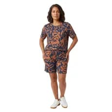 Conjunto Feminino Senhora Liganete Manga Estampado Verão Confortável Fresquinho Shorts Blusa