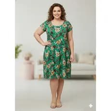 Vestido Feminino Plus Size Casual Midi Manga Curta G3 ao G6 Verão Lindas Estampas