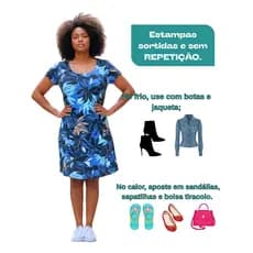 Vestido Feminino Estampado Casual Elegante Verão Tecido Leve