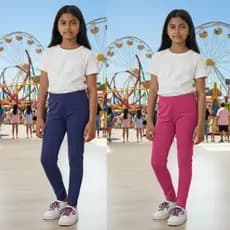 Kit 2 Legging Juvenil Cotton Lisa Cores Sortidas Dia a Dia Escolar Confortável Algodão