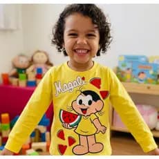 Blusa Turma da Monica Monica Magali Cebolinha Infantil Camiseta Masculino Inverno Verão 2 ao 12