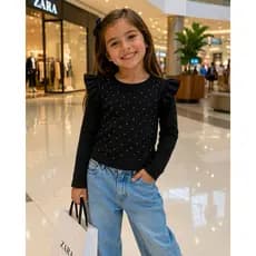 Blusa Infantil Manga Longa Canelada Babado Moda Outono Inverno Blogueirinha Envio Imediato