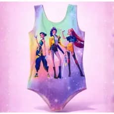 Body Infantil Huntrix Guerreiras do K-Pop Fantasia Carnaval Infantil: Look Blogueirinha Conforto e Estilo na Folia