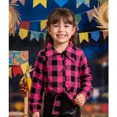 Camisa Xadrez Feminina Infantil /Moda Menina Blogueirinha/ Festa Junina Tam. 4 ao 10 anos.