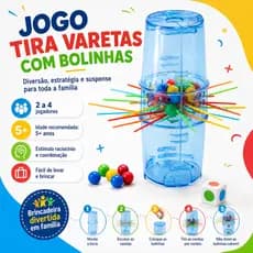 Jogo Tira Varetas com Bolinhas Infantil Educativo Torre Equilíbrio 2 a 4 Jogadores 5+