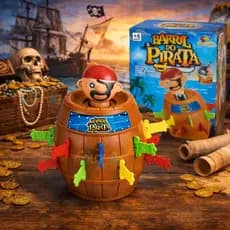Jogo Pula Pirata Barril Grande Com 10x16cm e 16 Espadas Brinquedo Infantil Educativo Interativo Divertido