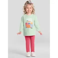 Conjunto Infantil menina de Blusão Moletom menina e Calça Legging Molecotton Brandili lettering com flores