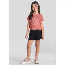Conjunto Infantil Menina de Blusa Meia Malha / Shorts Moletinho Leve BRANDILI - 4 a 10 anos