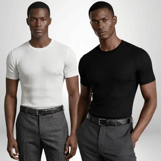 Camisetas Canelada Masculina 2 ou 1un Texturizadas Básica Dia a Dia