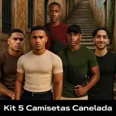 Kit Com 4 ou 5 Camisetas Americana Canelada Masculina Justa ao Corpo