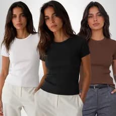 Blusas Caneladas Feminina Com 3, 2 ou 1un Ribana Premium Básica Dia a Dia