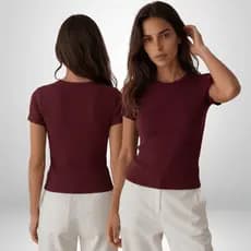 Blusa Canelada Feminina Slim Ribana Premium Camiseta Básica