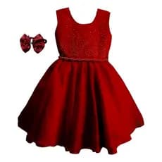 Vestido Luxo Infantil Meninas Festa Natal Vermelho Formatura com Tiara