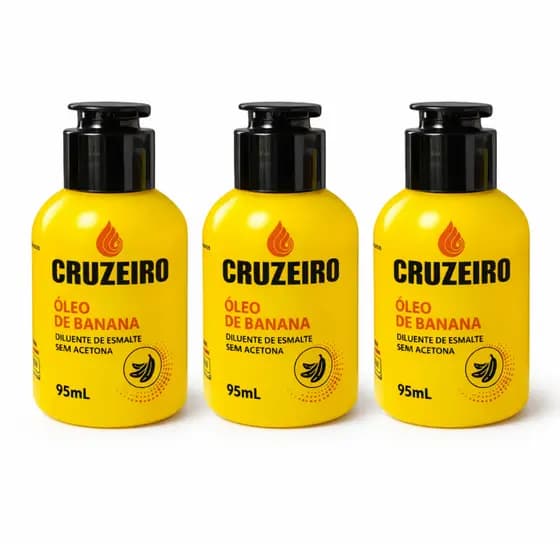 3 Óleo Banana Cruzeiro Esmalte Diluente Feminina Moda Beleza Unhas Cosméticos