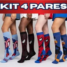 Meias Divertidas Adulto Personagens - Kit 04 Pares