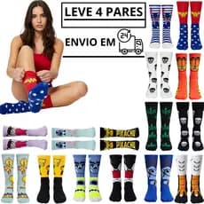 Kit 4 Pares Meias Personagens Algodão