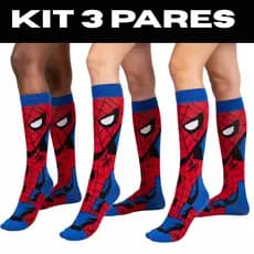 kit 3 Pares de Meias Divertidas Cano Longo Algodão Desenhos e Personagens Unissex