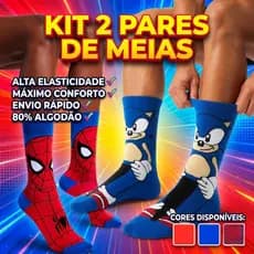 🧦 2 MEIA DIVERTIDA DE PERSONAGEM – CONFORTO, ESTILO E PERSONALIDADE!  Adicione mais diversão ao seu visual com nossas Me