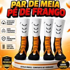 Meia Pé de Frango Galinha Galo Divertida Algodão Crossfit Esportiva Academia Cano Alto