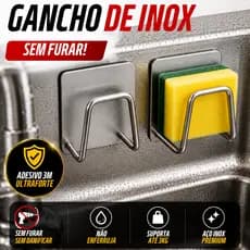 Kit 4 Gancho Aço Inoxidável Adesivo Esponja Bucha Pia Cozinha Adesivo Sem Furar