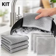 Kit 6/12/18/24 Panos Limpeza Aço Premium Esponja Multiuso Arear Panelas Fogão Louça Tira Gordura Reutilizável Não Risca