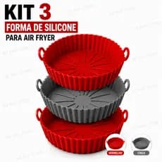 Kit 1/2/3 Forma De Silicone 20CM Air Fryer Forno Microondas Assadeira Reutilizável Antiaderente
