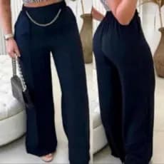Calça Pantalona Duna Alfaiataria Com Bolso Do P Ao GG com Corrente Prata Ou Dourada Várias Cores
