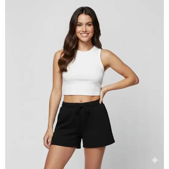Shorts Duna Feminino Sem Bolso Na Cor Preta Do P Ao GG Moda Verão