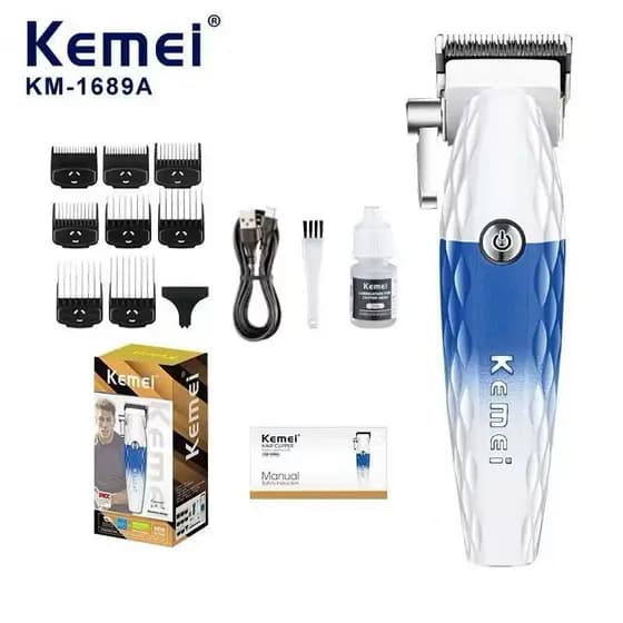 Novidade Máquina de Cortar Cabelo Profissional Kemei-1689A 10W Com 8800 RPM Sem fio Recarregável