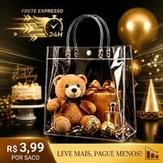 5/10/15 Sacos PVC Transparentes Reutilizáveis Resistentes com Alça Reforçada para Aniversários e Casamentos