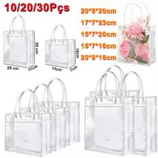 Sacos PVC Transparente Impermeável Reutilizável com Alça Reforçada para Dia dos Pais Casamento e Lembrancinhas
