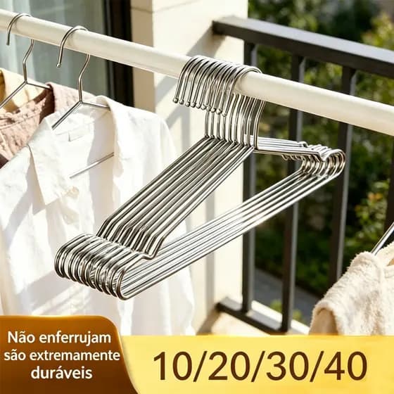 10/20/30/40 Cabides Aço Inoxidável Adulto Resistente e À Prova D'água Para Roupas e Armário