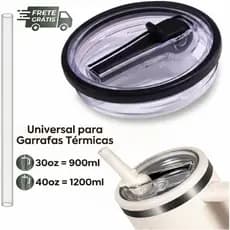 Tampa de Reposição com Canudo para Copo e Garrafa Térmica 900ml e 1200ml Antivazamento