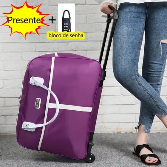Mala de Viagem Grande Capacidade com Rodas Cadeado Senha Bagagem de Mão Bolsa de Transporte Portátil para Mulheres